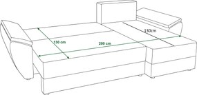 Rozkładana obustronna sofa narożna do L TAVERO 251x140 cm, musztardowa