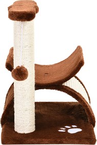 PawHut Drapak dla Kota z Piłką Drzewko do Zabawy i Drapania Wysoka Jakość Brązowy | Aosom PL
