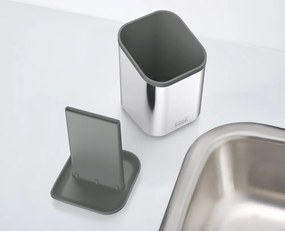 Ociekacz na sztućce ze stali nierdzewnej w kolorze srebra z połyskiem 11x11,5 cm Duo Steel – Joseph Joseph