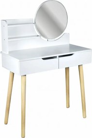 Biała toaletka z okrągłym lustrem T7-H13