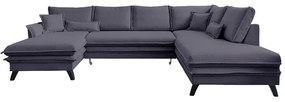 Antracytowa rozkładana sofa w kształcie litery "U" Miuform Charming Charlie, prawostronna