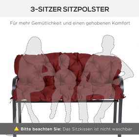 Outsunny Poduszka na ławkę z paskami mocującymi, dla maksymalnie 3 osób, grube wypełnienie z pianki