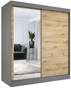 Szafa przesuwna antracyt + dąb artisan 180 cm - Seko 5X