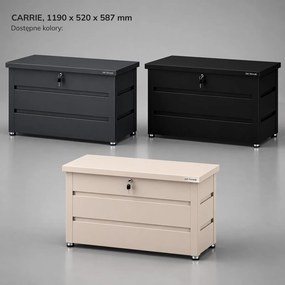 Metalowa skrzynia ogrodowa Carrie 360 litrów, 119 × 58 × 52 cm, kolor antracyt