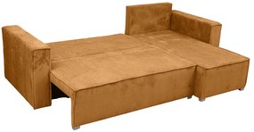 Rozkładana narożna sofa SMART COSARO musztardowa, dwustronna + 2 poduszki GRATIS