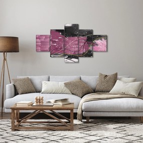 Obraz - Różowo - czarna abstrakcja (125x70 cm)