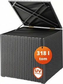 Polirattanowy pojemnik na schowek RICCO, 318L, 75x75x70 cm, czarna Casaria