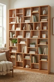 Duży nowoczesny regał na książki olcha B8-R04