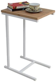 Skandynawski stolik boczny biały + dąb artisan - Liros 5X