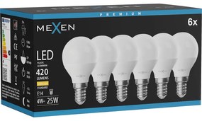 Mexen Nova 6x żarówka LED E14, G45, 4W, Ciepła - 3000K, 420 lm - L101-E14-0430-01x06