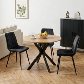 Stół Okrągły LAUREN 90 cm Dąb Złoty/Czarny Loft Nowoczesny