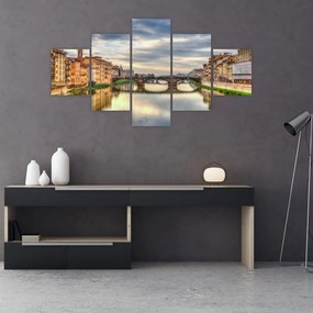 Obraz miasta z rzeką (125x70 cm)