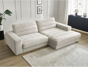 Beżowy aksamitny narożnik (prawostronny/z szezlongiem) Sierra – Bobochic Paris