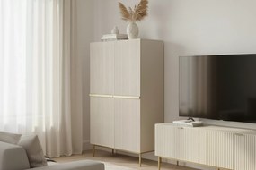 Komoda wysoka Nicole 100 cm - kaszmir / złote nóżki