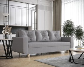 Szara rozkładana sofa z pojemnikiem na pościel P8-T06