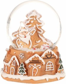 Świąteczna kula śnieżna Piernikowy Santa Claus, poliresin, 9 cm