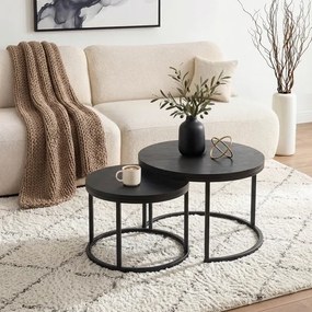 Zestaw Stolików Kawowych MANU 43 cm/53 cm Czarny Loft