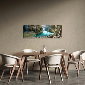 Obraz - Rzeka z wodospadami (z zegarem) (90x30 cm)