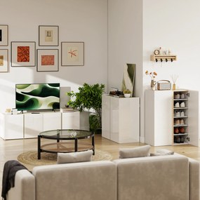 HOMCOM Szafka, komoda z drzwiami Soft-Close, regulowana półka, do salonu, kuchni, jadalni, Biała