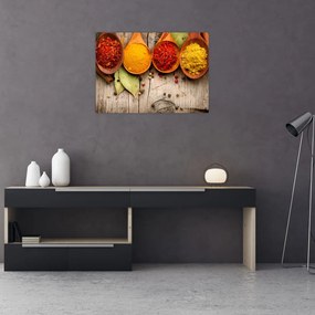 Obraz - Przyprawy na drewnie (70x50 cm)