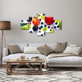 Obraz owoców z kroplami wody (125x70 cm)