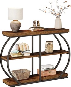 Industrialny 3-poziomowy stół konsolowy z łukową metalową ramą i półkami do przechowywania