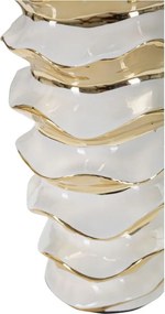 Ceramiczna lampa stołowa w biało-złotym kolorze z tekstylnym kloszem (wysokość 53 cm) Glam Space – Mauro Ferretti