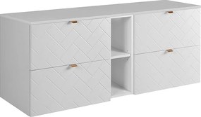 Meble łazienkowe, Biały Mat, 140 x 57 x 46 cm, złote uchwyty