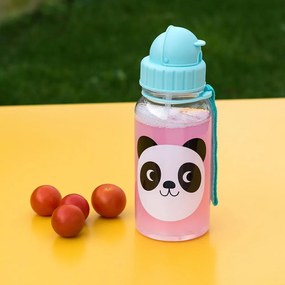 Niebieska butelka dziecięca ze słomką Rex London Miko The Panda, 500 ml