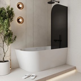 Parawan nawannowy półokrągły MOLIS Moon Black szkło czarne | Różne rozmiary : Kolor profili kabiny - chrom / srebrny, Rozmiar - 80x150 cm