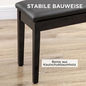 HOMCOM Taboret Pianinowy z Miejscem do Przechowywania Wytrzymały do 150kg Komfortowy i Stylowy Czarny | Aosom PL