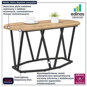 Nowoczesny stolik kawowy owalny metalowy dąb rzemieślniczy H3-T43