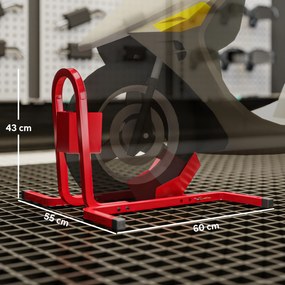 HOMCOM Podpórka do motocykli 17-21", 430-530 mm przednie koło, regulowana, metalowa, czerwona