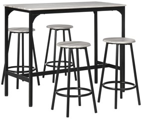 HOMCOM Kompletny zestaw barowy, 5-częściowy, stół i 4 hokery, styl industrialny, kompaktowy, rustykalny