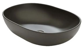 Umywalka ceramiczna nablatowa owalna czarna matowa 60 x 43 cm DOTI Black z cienkim rantem typu Slim