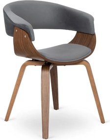 Krzesło Tapicerowane z Drewna Giętego Do Jadalni GARY Szare/Orzech Nowoczesne Loft