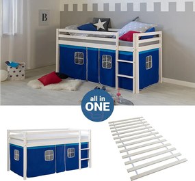 Łóżko piętrowe 207,5x110x96,5 cm Białe Niebieskie