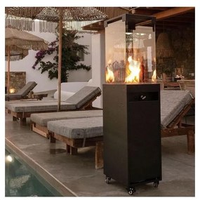Planika Faro GAS - zewnętrzny gaz Kominek 142x36 cm 8kW czarny + pokrowiec ochronny