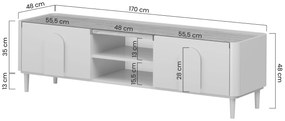 Szafka RTV Amilio 170 cm z szufladą na nóżkach - kaszmir / dąb olejowany / uchwyty dąb jasny