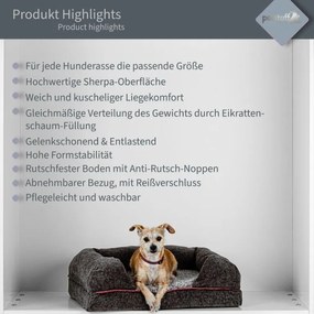 Legowisko dla psa rozmiar L, ciemnoszare, 106 x 80 x 18 cm