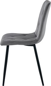 Ciemnoszare krzesło pikowane welurowe K8-L83