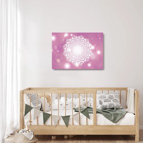 Obraz na szkle mandali na różowym tle (70x50 cm)