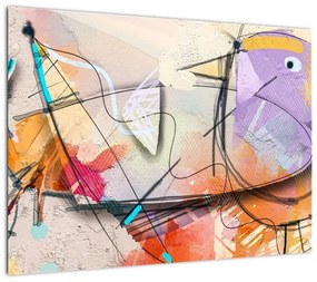 Obraz na szkle - Abstrakcja, ptaszek (70x50 cm)