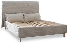 Beżowe tapicerowane łóżko dwuosobowe ze stelażem 180x200 cm Sleepy Luna – Miuform