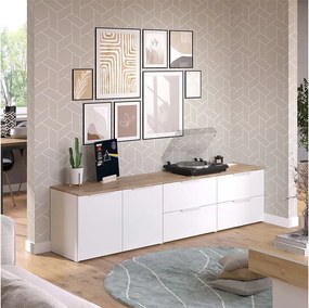 Ściana w salonie biały/sonoma 200x40x50 wido