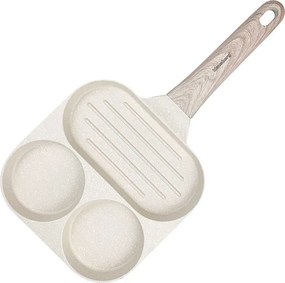 Kremowa 3 komorowa patelnia do smażenia jajek C6-C65