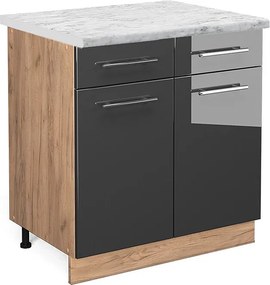 Szafka dolna do kuchni antracyt wysoki połysk 80x60x82 fame-line