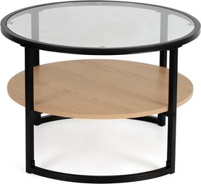 Czarno-naturalny okrągły stolik w dekorze dębu ø 68 cm Zanu – Bonami Essentials