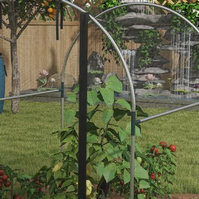Outsunny Siatka Ogrodowa z Drzwiami Tunel Ochronny dla Roślin Czarna Stalowa Siatka Ochronna przed Owadami i Szkodnikami 12x15x15m do Ogrodu Balkonu | Aosom PL