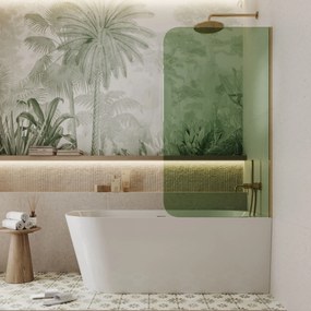 Parawan nawannowy prostokątny MOLIS Round Green szkło zielone | Różne rozmiary : Kolor profili kabiny - chrom / srebrny, Rozmiar - 70x140 cm